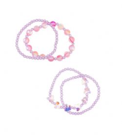ENSEMBLE DE BRACELET BRILLANT ROSE/MAUVE OU MAUVE AVEC PAPILLONS ASST
